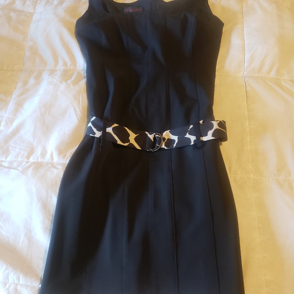 Ralph Lauren LBD size 0 black with print belt
